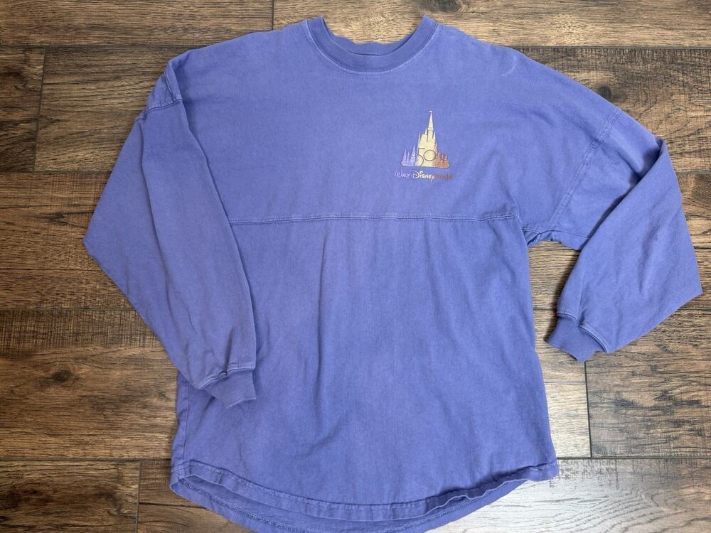 Walt Disney World Purple 50th Anniversary Cinderella Castle Spirit Jersey Sz XS